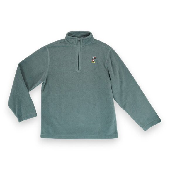 Disney‎ Mickey Mouse Sweater Small Gray 1/4 Zip Fleece Long Sleeve Men's - Picture 1 of 5